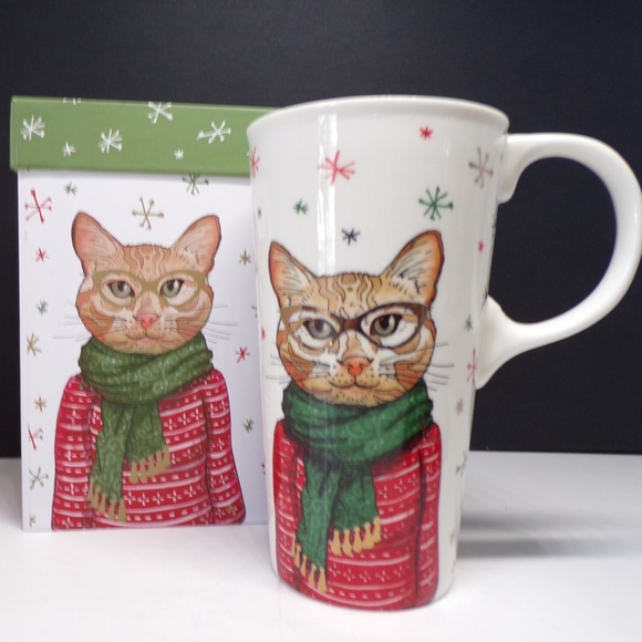 Travel Latte Cup GiftBox Christmas Cat 17oz HG1515 - Picture 1 of 8
